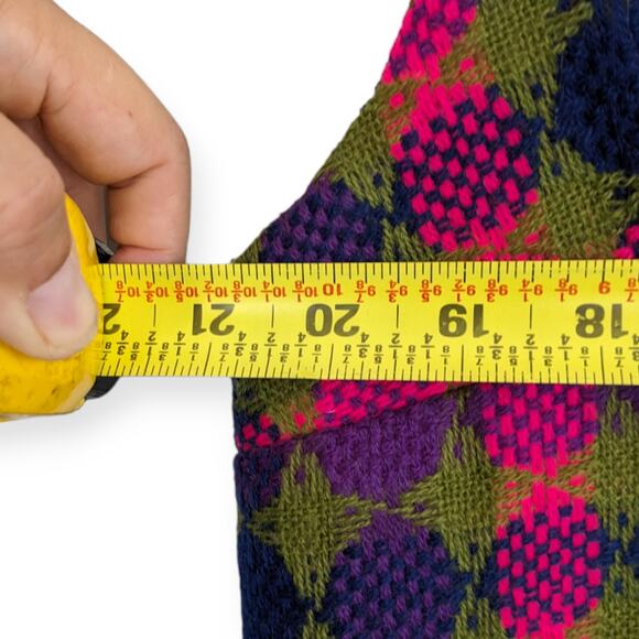 70s Neon Pink Plaid A-Line Mini Dress XL - Picture 5 of 6